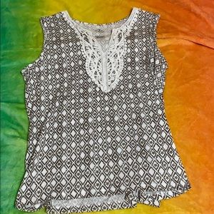Brown and white women’s dress tank top